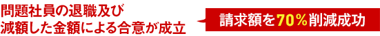 問題社員の退職及び減額した金額による合意が成立【請求額を70%削減成功】