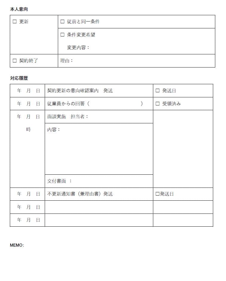 雇止めチェックシート2